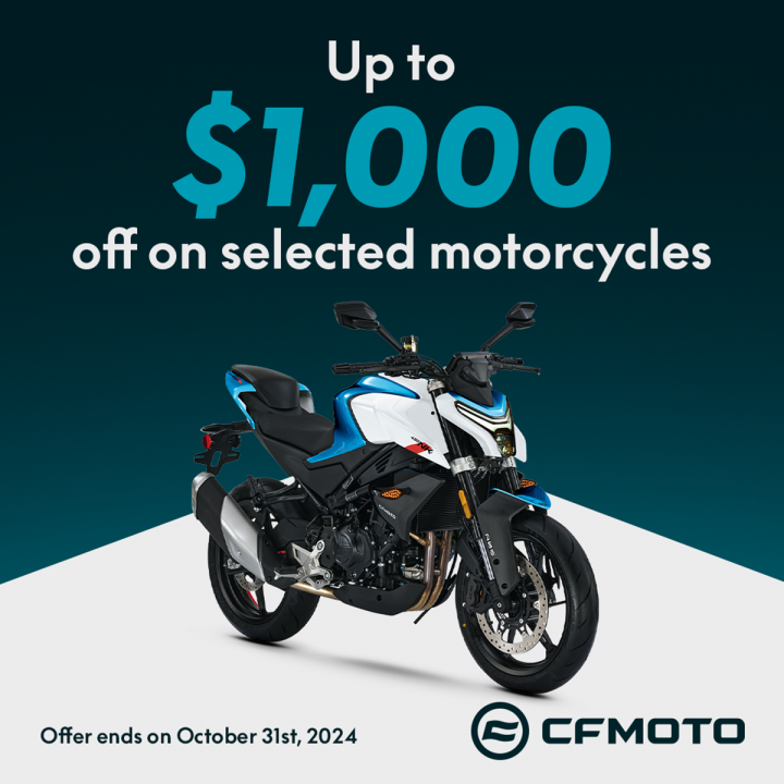 1000$ off selected CFMOTO Motorcycles!